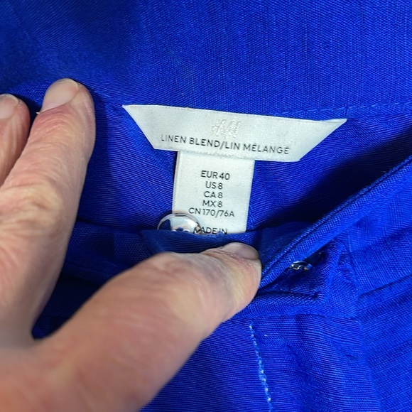 H&M Cobalt Blue 3 Piece Short Suit & Cropped Tank Small Linen Blend - Picture 9 of 16